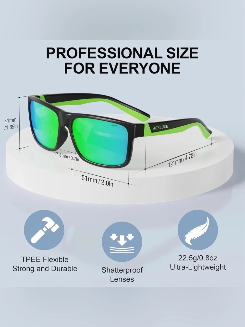 Acbluce Kids Polarized Outdoor & Sports Sunglasses, Accessories Unisex Ages 6-12
